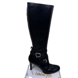 Ralph Lauren Collection - excellent Black Leather Knee High heeled boots - 7.5